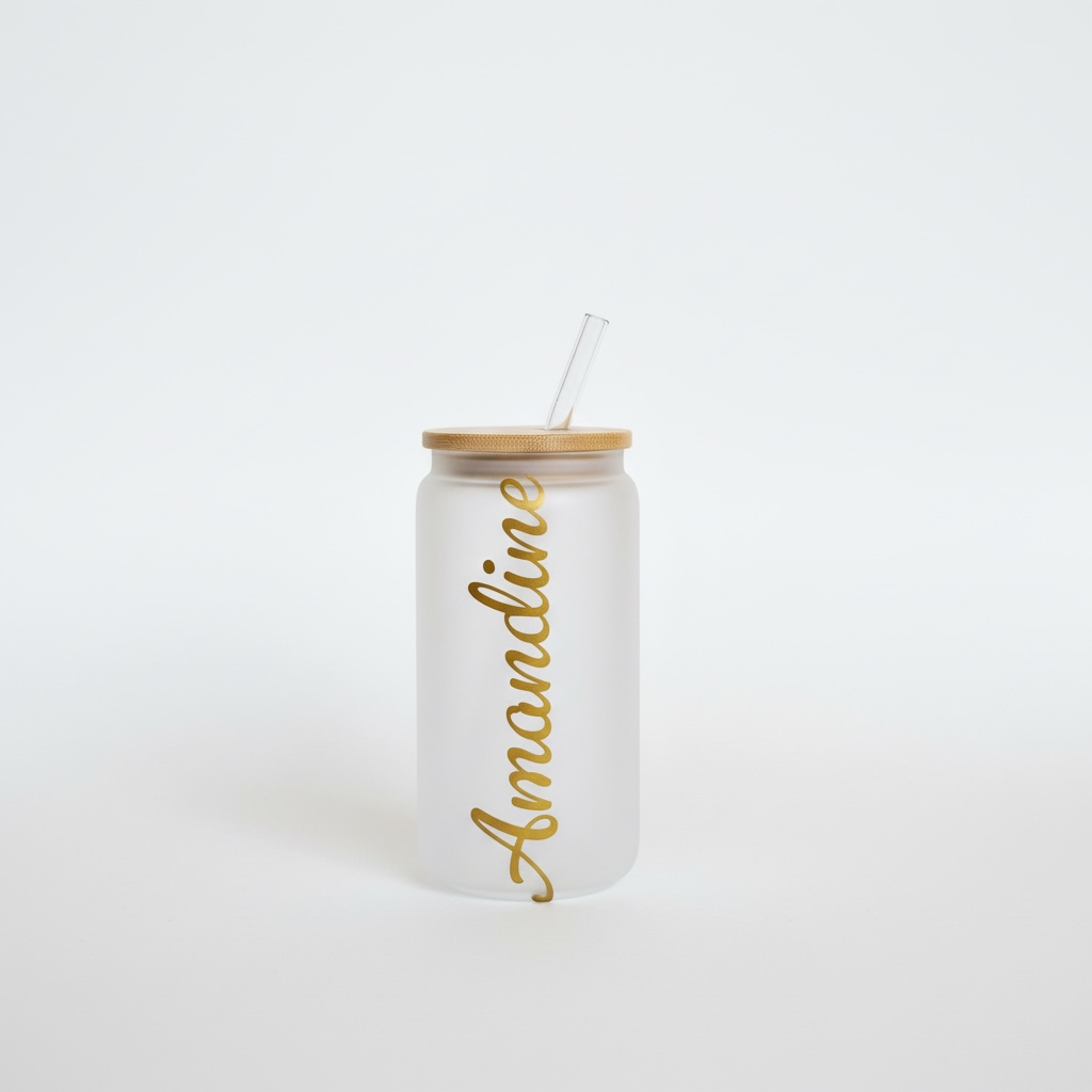 Verre paille givré personnalisé