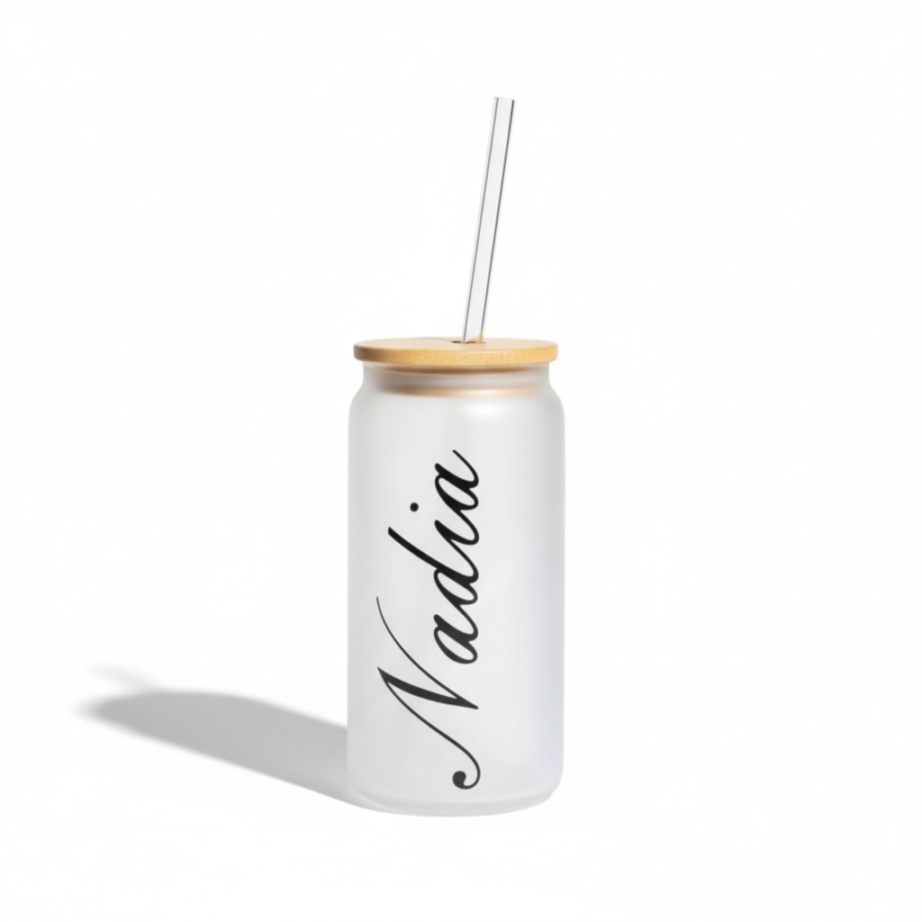 Verre paille givré personnalisé